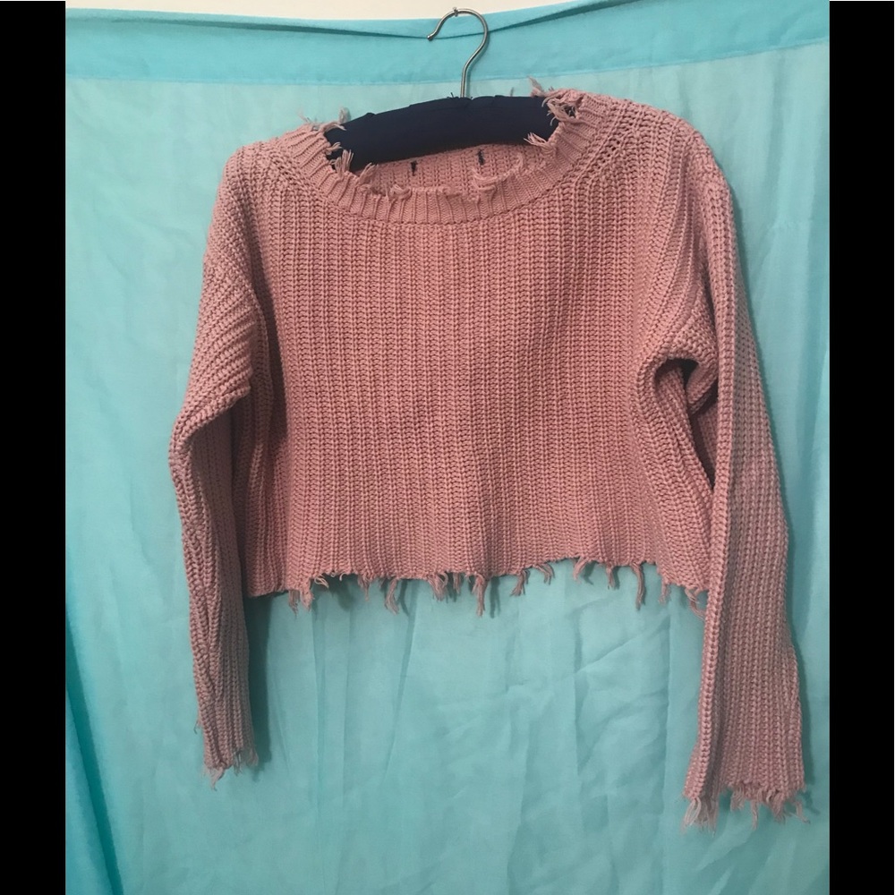 Grunge Distressed Crop Sweater - Picture 1 of 1